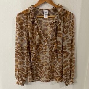 CAbi Animal Print Sheer Blouse